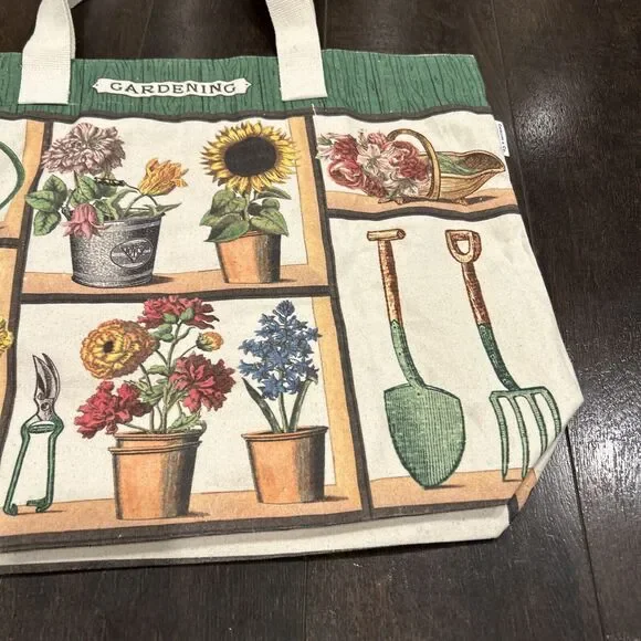 Cavallini & Co., "Gardening" Heavyweight Cotton Canvas Tote / Shopping Bag Large